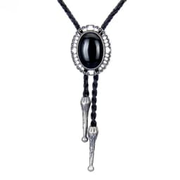 Western Cowboy Bolo Tie Necklace Necktie Accessories Men Women Vintage Stone Pendant Leather Bolo Ties Concert Rodeos Neckwear