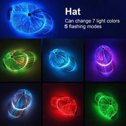 Oohmy Fiber Optic Cap LED Hat with 7 Colors Luminous Glowing EDC Baseball Hats USB Charging Light Up Caps Performance Led Cap