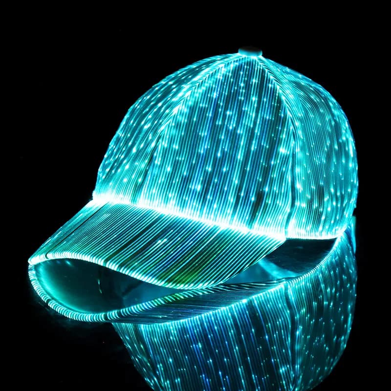 Oohmy Fiber Optic Cap LED Hat with 7 Colors Luminous Glowing EDC Baseball Hats USB Charging Light Up Caps Performance Led Cap