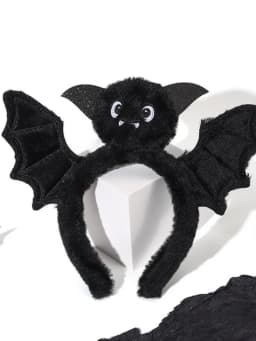 New Halloween party, holiday photography, funny performance, black bat wings, cute headband, hair accessory