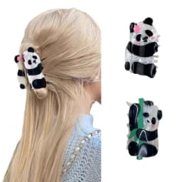 Panda cartoon grapple clip cute national style high-end acetate back of the head shark clip niche hair accessory headdress hairp