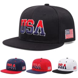 2025 Fashion Personalized New Flat Brimmed Hat USA Embroidered Street Dance Hip Hop Hat Daily Sunshade Hat Baseball Hat Unisex