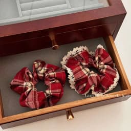 1pc/Red Lace Plaid Large Intestine Scrunchie Women's High-End Sense New Year's Christmas Atmosphere Korean Tie Headband Tie