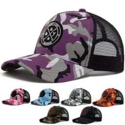 ENJOY LIFE Letter Patch Snapback Hat Camouflage Breathable Mesh Men Hip Hop Baseball Cap Outdoor Casual Sun Hat For Women