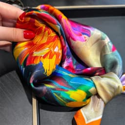 Luxury 100% Mulberry Silk Scarf Women Oil Floral Print Bandana Shawl Lady Neckerchief Handkerchief Female Decorative Wrap 53cm