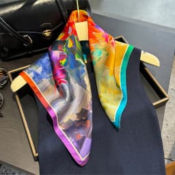 Luxury 100% Mulberry Silk Scarf Women Oil Floral Print Bandana Shawl Lady Neckerchief Handkerchief Female Decorative Wrap 53cm