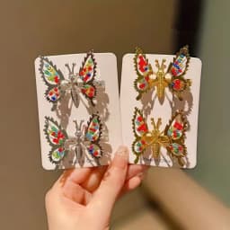 2Pcs/Set Fashion Metal Gold Hollow Butterfly Hairpins For Women Girls Hair Ornament Clip Barrette Headband Hair Accessories