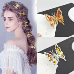 2Pcs/Set Fashion Metal Gold Hollow Butterfly Hairpins For Women Girls Hair Ornament Clip Barrette Headband Hair Accessories