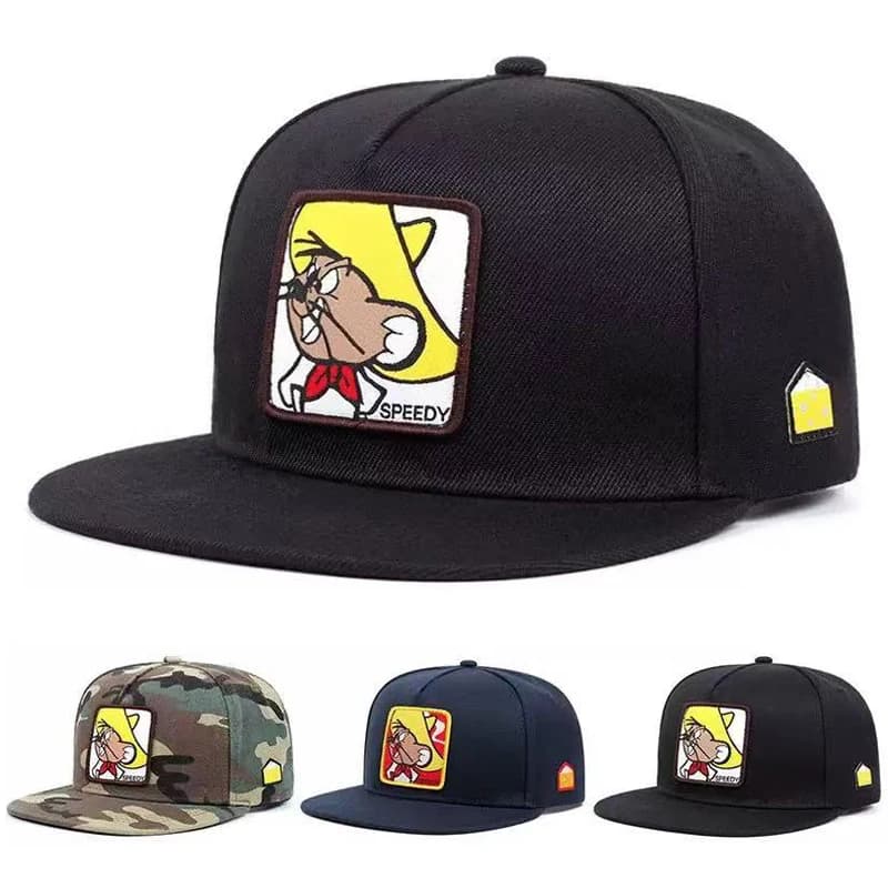 2025 Creative New Baseball Hat SPEEDY Mouse Labeling Street HipHop Hat Street Dance Decorative Hat Sunshade Flat Edge Hat Unisex
