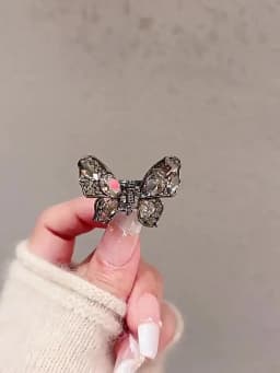 Cute Black Crystal Butterfly Small Hair Claw High-end Women's Bangs Side Hair Grip Sweet Korean Hair Clip Fashion Top Clip