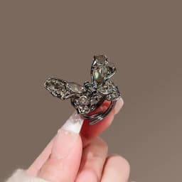 Cute Black Crystal Butterfly Small Hair Claw High-end Women's Bangs Side Hair Grip Sweet Korean Hair Clip Fashion Top Clip