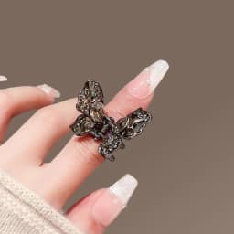 Cute Black Crystal Butterfly Small Hair Claw High-end Women's Bangs Side Hair Grip Sweet Korean Hair Clip Fashion Top Clip