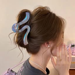 1pc New High-End Pearl Wave Clip, Shark Clip, Large Hair Clip, Back of Head Clip, Hair Accessory