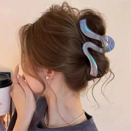 1pc New High-End Pearl Wave Clip, Shark Clip, Large Hair Clip, Back of Head Clip, Hair Accessory