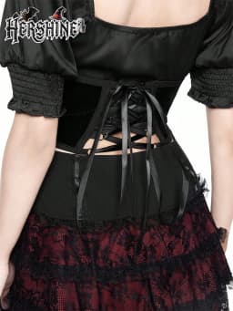 HERSHINE Women's Black Fashion Cross Velvet Shaping Waist Cincher, Y2K Gothic Harajuku Style Sexy Accessory,spring,summer