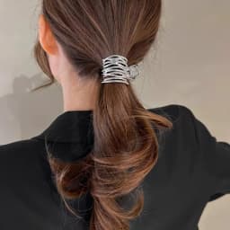 Hollow Metal Fixed Artifact Hair Clip Temperament Clip Cool Style High-end Feeling Women's High Ponytail Grip Clip