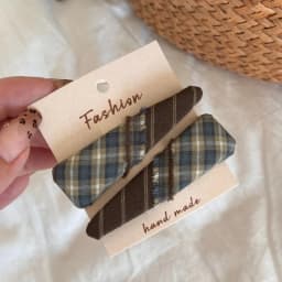 Korean sweet plaid fabric simple triangular pair clip side BB clip women's hairpin temperament versatile hair accessories
