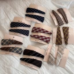 Korean sweet plaid fabric simple triangular pair clip side BB clip women's hairpin temperament versatile hair accessories