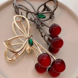 1PC Large-Size Cherry-Shaped Claw Clip, Fashionable Women's Claw Clip Hair Accessory, Hair Clips, Hair Claws, Bohemian Zinc Allo
