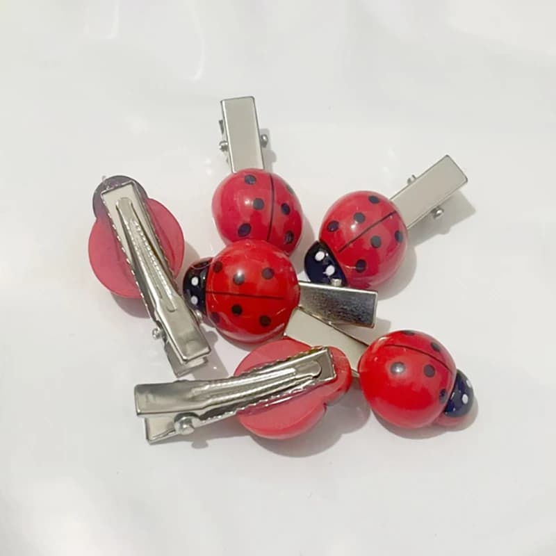 Creative 10Pcs Simulated Ladybug Hair Clips Animal Insect Hair Clips Hair Accessories Headwear For Hair Decoration