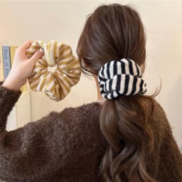 Stripes Knitted Wool Fabric Large Scrunchies Elastic Hair Bands Women Girls Ponytail Hair Ties Headbands Winter Hair Accessories