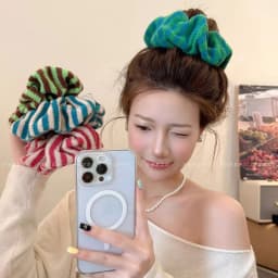 Stripes Knitted Wool Fabric Large Scrunchies Elastic Hair Bands Women Girls Ponytail Hair Ties Headbands Winter Hair Accessories