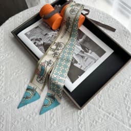 5 * 90Cm Nordic Classic Pumpkin Carriage Twill Silk Women's Decorative Wrapping Bag Ribbon Silk Scarf Small Scarf Wholesale