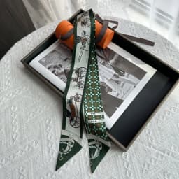 5 * 90Cm Nordic Classic Pumpkin Carriage Twill Silk Women's Decorative Wrapping Bag Ribbon Silk Scarf Small Scarf Wholesale