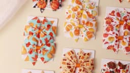 12/24Pcs Thanksgiving Day Bow Hair Clip Set For Kids Girls Autumn Printed Ribbon Maple Leaves Pumkin Hairpins Hair Accessories