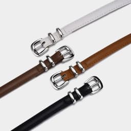 1PC Simple PU Leather Belt Luxury Design Belt Versatile Retro Silver Pin Buckle Waistband Casual Thin Belts
