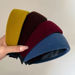 Retro velvet wide headband for women small face high cranial top hairhoop hair accessories