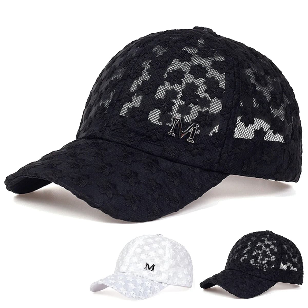 Unisex M Label Lace Breathable Baseball Net Caps Hip Hop Cap Spring Summer Outdoor Adjustable Casual Hats Sunscreen Hat