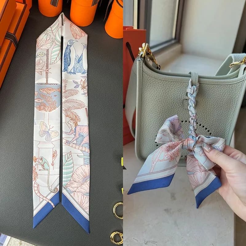 5 * 90Cm French New Hot-selling Plant Jungle Twill Silk Decorative Streamer Wrapping Bag Ribbon Silk Scarf Small Scarf Wholesale
