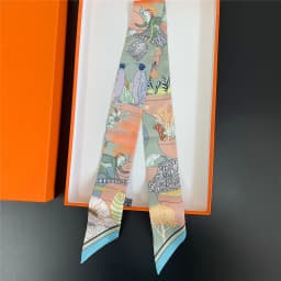 5 * 90Cm French New Hot-selling Plant Jungle Twill Silk Decorative Streamer Wrapping Bag Ribbon Silk Scarf Small Scarf Wholesale