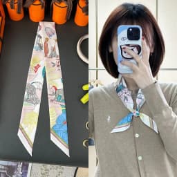 5 * 90Cm French New Hot-selling Plant Jungle Twill Silk Decorative Streamer Wrapping Bag Ribbon Silk Scarf Small Scarf Wholesale