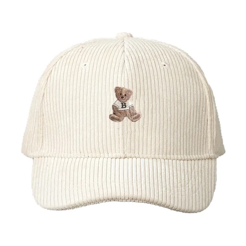 Corduroy Baseball Cap Men Women Teddy Bear Pattern Sun Protection Outdoor Adjustable Dad Cap Fashion Streetwear Casual Truck Hat