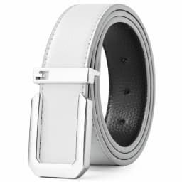 3.3cm Fashion Casual Belt with Silver Smooth Buckle, Designer Men Belt High-Quality, Unisex Fit, Perfect for Jeans Workwear