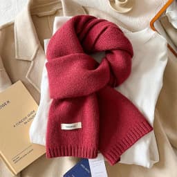 Knitted Scarf Women 100% Wool Winter Warm Scarves Bright Solid Color Design Thickened Shawl Soft Cashmere Pashmina Neck 2025 NEW