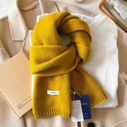 Knitted Scarf Women 100% Wool Winter Warm Scarves Bright Solid Color Design Thickened Shawl Soft Cashmere Pashmina Neck 2025 NEW