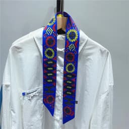 2025 New Pearl Puzzle Women's Twill Decorative Small Silk Scarf Wrapping Bag Handle Ribbon Headband Small Scarf Wholesale Gift