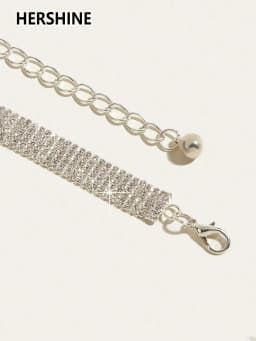 HERSHINE 1pcs Women's Fashion Silver Rhinestone Waist Necklace Suitable for Matching Dresses Suitable for Party,spring,summer