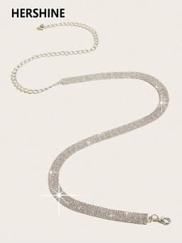 HERSHINE 1pcs Women's Fashion Silver Rhinestone Waist Necklace Suitable for Matching Dresses Suitable for Party,spring,summer