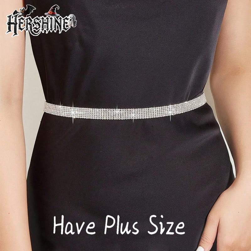 HERSHINE 1pcs Women's Fashion Silver Rhinestone Waist Necklace Suitable for Matching Dresses Suitable for Party,spring,summer
