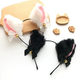 1/2PCS Plush Cat Ears Headband with Jingle Bells - Soft, Furry Cosplay Accessory for Halloween, Anime Parties & Photo Shoots.