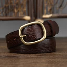 2.8cm Ladies Thick Cowhide Copper Buckle Genuine Leather Jeans Belt Women High Quality Retro Luxury Cintos Female Waistband