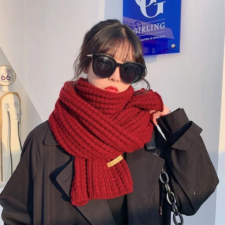 Thick Cable Knit Warm Cashmere Scarf Neckerchief Winter Long Chunky Wrap Women Mens Warm Scarf for Travel Office