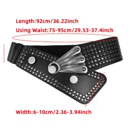 The 2025 new heavy industry punk style hot girl riveted wide belt women's skirt, denim pants with elastic waistband