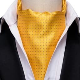 3pcs Mens Yellow Gold Floral Stripes Cravat Ascot Pocket Square Cufflinks Set Wedding Formal Casual Office