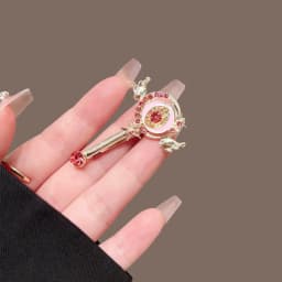 1/2pcs Beautiful Girl Warrior Hits Diamond Studded Magic Wand Hair Clip Pink Dreamy Super Eye-catching Lit Up Playful Styling