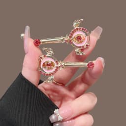 1/2pcs Beautiful Girl Warrior Hits Diamond Studded Magic Wand Hair Clip Pink Dreamy Super Eye-catching Lit Up Playful Styling